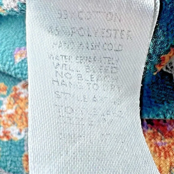 Umgee Womens Size Medium Floral Blouse Teal Yellow Ruffle Tiered Sleeve Boho - Picture 5 of 14